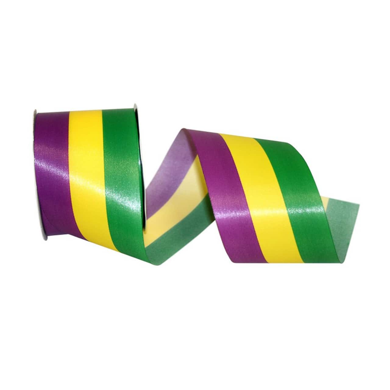 JAM Paper 2.5 x 25yd. Mardi Gras Tri-stripe Supreme Ribbon